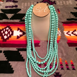 FASHION COSTUME JEWELRY BEADED 7 LAYER NECKLACE